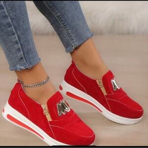 Red Women's Slip-On Sneakers